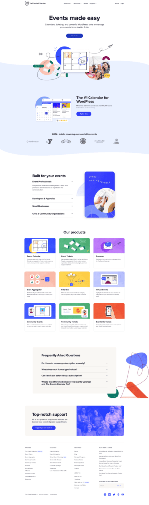 Example of theeventscalendar.com homepage as of June 2021