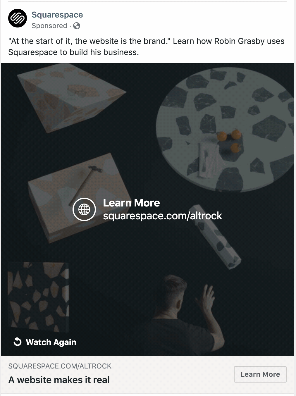 Facebook Video Ad Example - Squarespace