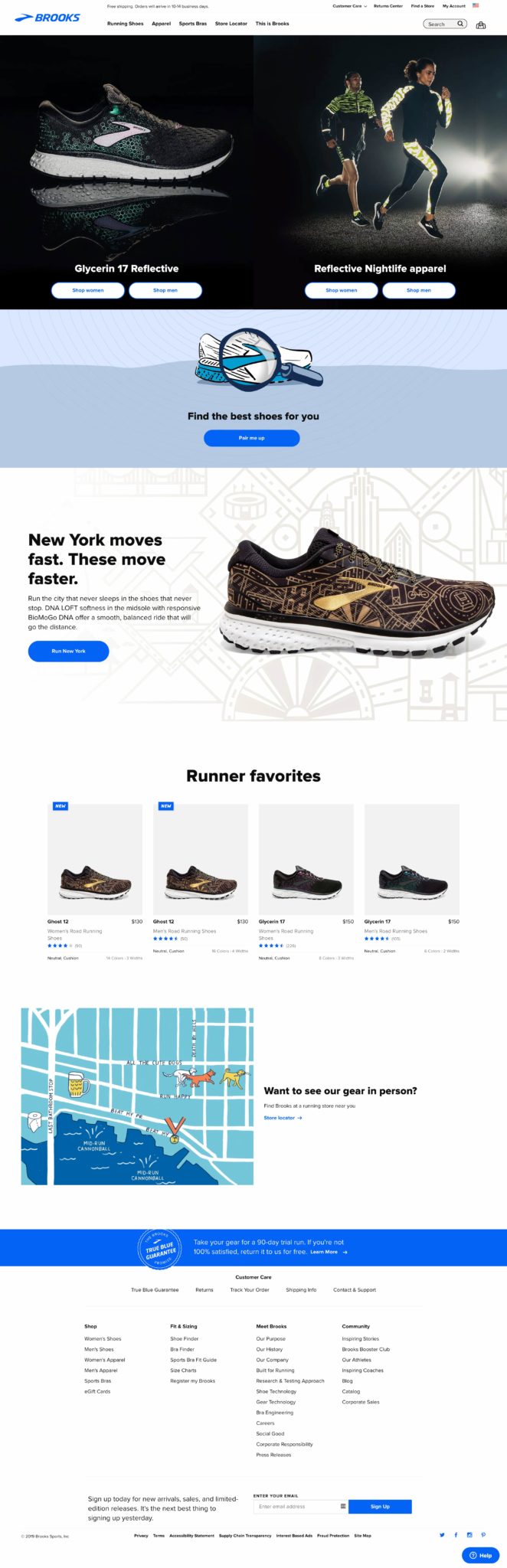 Screenshot of Brooks Running Homepage - October 2019